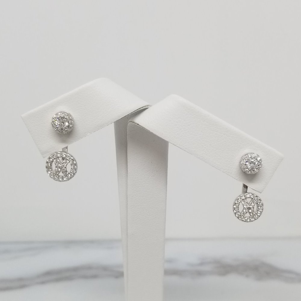 Jacket Earing Sterling silver CZ - 2 in 1